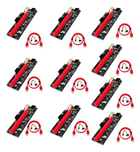 Kit X 10 Riser Ver 009s 6pin 16x Usb Eth Btc Cripto Mineria