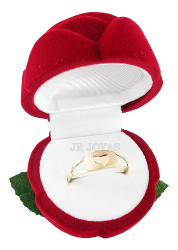 Imagen 4 de 9 de Anillo Oro 18k Corazon Macizo Compromiso Certificado A211