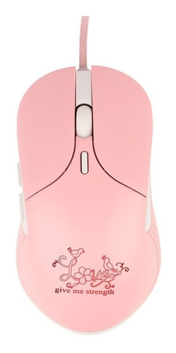 Mouse Gamer Rosa Con Cable Luces Led M15 Ergonomico 3200 Dpi