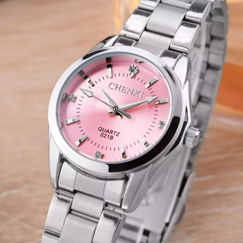 Reloj Dama Acero Inoxidable Fondo Rosa