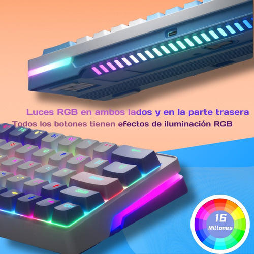 Teclado Mecánico Gasket Zifriend 60% Rgb 5-pin Hotswap Za63