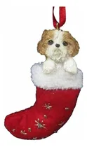 Comprar Shih Tzu Ornamento De Navidad Con Santas Little Pals Detalle