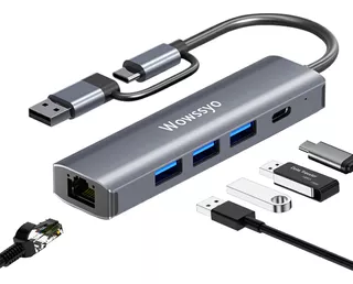 Adaptador Usb C A Ethernet Usb 3.0 De 5 Gbps Tipo C Hub 5 En