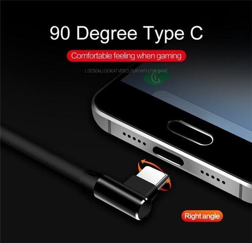 Imagen 2 de 3 de Cable Usb C 90 Grados Carga Rapida Compatible Con Samsung