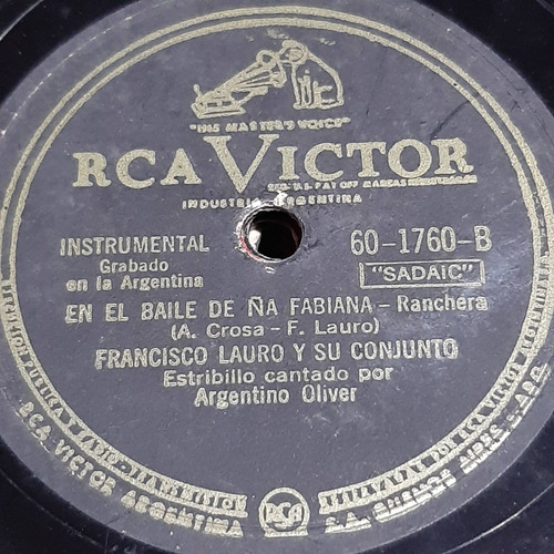 Pasta Francisco Lauro Argentino Oliver Rca Victor C216