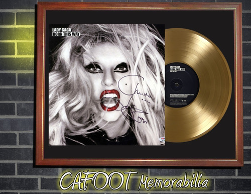 Lady Gaga Born This Way Tapa Lp Firmada Y Disco Oro Cuadro