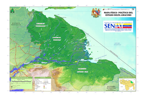 Mapa Físico-político Estado Delta Amacuro Vzla Grande  2023