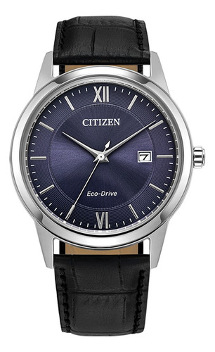 Reloj Citizen Aw178009l Hombre Eco Drive Acero Inox Azul Malla Negro Bisel Plateado