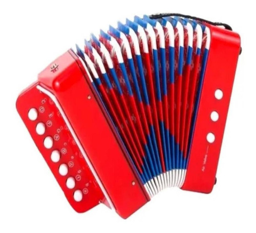 Sanfona Vermelha Infantil 3 Baixos Mini Acordeon Gaita Estil