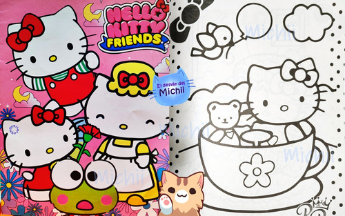 10 Libro Para Colorear Kitty + 10 Cajitas Crayones (8) :)