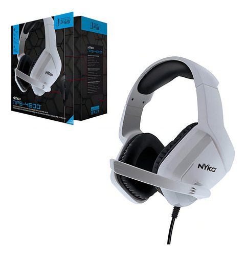 Headset Gamer Np5 4500 40mm Plug P2 3.5mm Nyko Ps4 Ps5 Pc Cor Branco Cor Da Luz Sem Luz