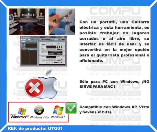 Reproduzca Audio Guitarra En Cpu Ref: Utg01 Computoys Sas