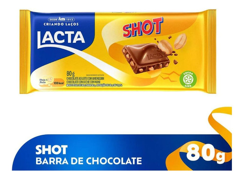 Chocolate Lacta Shot 80g Kit Com 3