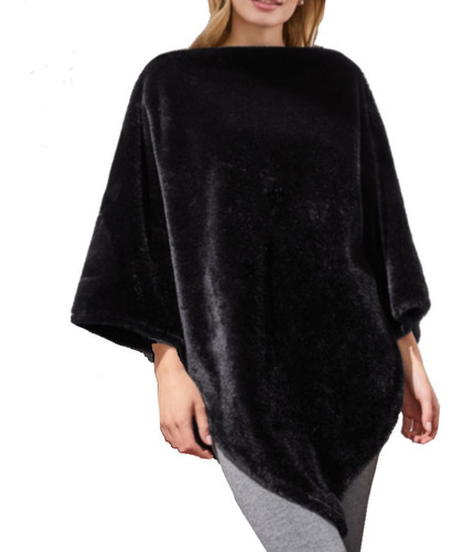 Capa Poncho De Fiesta De Piel Negro Serenity