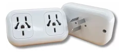 Set X3 Adaptador Enchufe Ficha Doble Multitoma Color Blanco