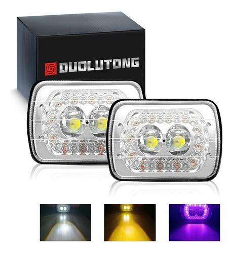 2 Faros Unidad Cuadrada Rectangular Leds 5x7 Alta/baja