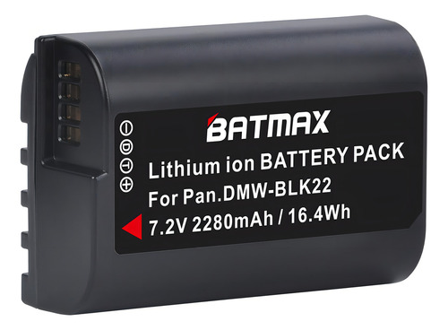 Batmax - 2 Baterías Dmw-blk22 De 2280 Mah + Cargador Usb Dual Led Con Puerto Tipo C Para Cámaras Panasonic Lumix Dc-s5 Gh5 Ii, Dc-s5kk, Gh5, Gh6, Gh5m2, Gh5 Mark Ii