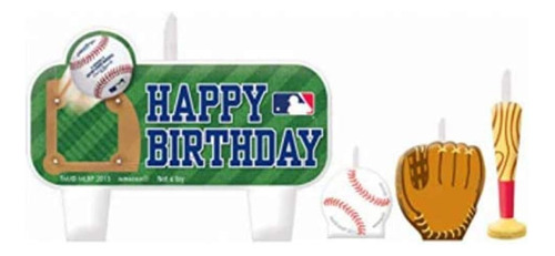 Mlb - Juego De Velas De Cumpleares Multicolor, 3 Pequeñas, 1