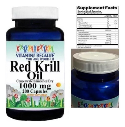 Aceite De Krill 1000 Mg 200 Capsulas Importado