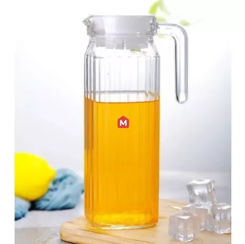 Jarra De Vidrio Con Tapa Blanca Agua Jugos Bebidas 1 Litro