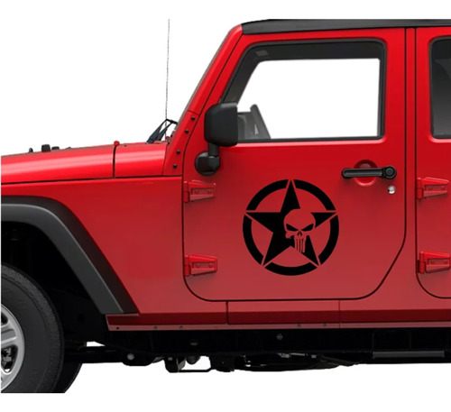 Kit Sticker Estrella Punisher Army Para Puerta Camioneta 4x4