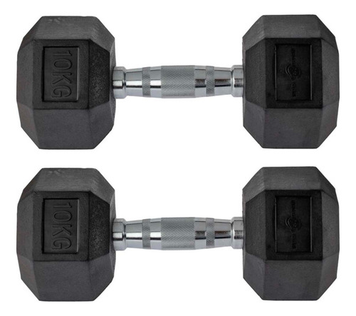 Mancuernas Hexagonales Encauchadas 10kg Set X 2 Sportfitness