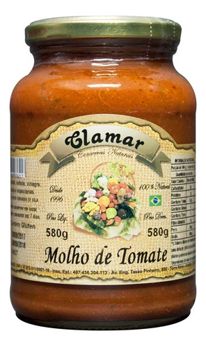 Molho De Tomate Clamar Com 580g E 100% Natural Orgânico!!!