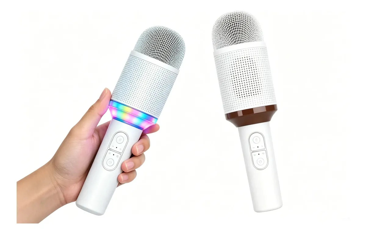 Micrófono H9 Karaoke Bluetooth Inalámbrico Con Altavoz Tws Color Blanco Recargable Diversion Y Entretenimiento Ideal Para Actividades Karaoke