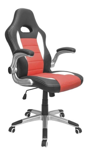 Imagen 2 de 4 de Silla de escritorio Top Living SILL7 gamer ergonómica negra, roja y blanca con tapizado de cuero sintético