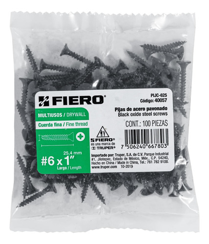 Pija Multiusos 6 X 1', Cuerda Cerrada, Caja Con 100 Piezas F