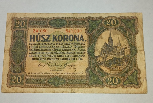 Billete De Hungria 20 Coronas 1920 P. 61 -vf.-