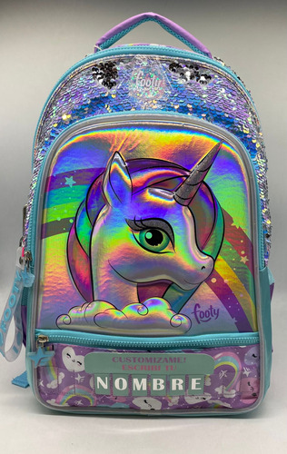 Mochila Footy Unicornio Escolar Luz Led