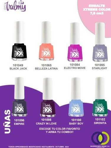 Imagen 2 de 3 de Caja De 6 Unidades Esmalte Xtreme Color Al Mayor