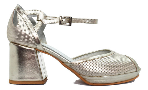 Sandalias Cuero Vacuno Platino Talles  N° 35/36/37/38/39/40