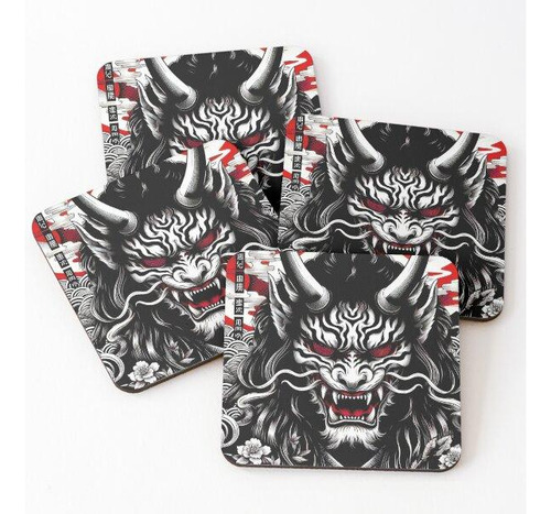 Set Posavasos Yokai - León Blanco Calidad Premium