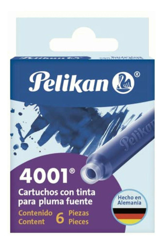 Pelikan Cartuchos Con Tinta Azul Para Pluma Fuente Tp6 4001