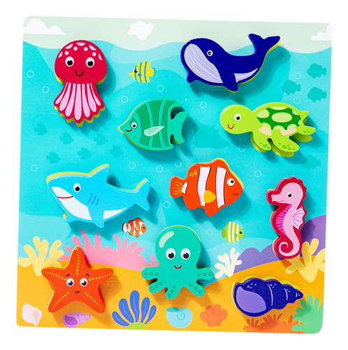 Peg Puzzle Juguete Montessori De Madera Rompecabezas Mar