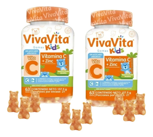 Vivavita Vita C + Zinc Niños X 2 Tarro - g a $5