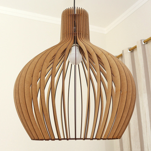 Imagem 7 de 7 de Luminaria Pendente Grande Decoração Casa Mdf