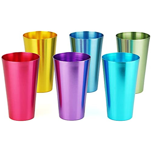 Vasos De Agua De Aluminio, Juego De 6, Diferentes Colores, P