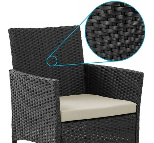 Set Juego De Jardin 4 Piezas Patio Rattan Mesa De Vidrio