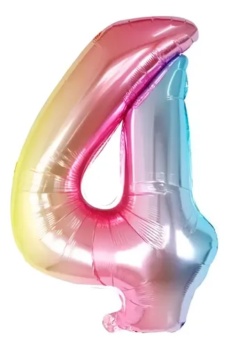 Globo Numero Metalizado Multicolor Chico - 16 Pulgadas Número 4