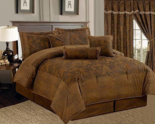 Gran Lino 7 Pieza Oscura Camel Brown Lavish 106  X 94  Set D