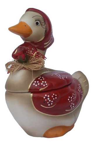 1 Pote Pato Decorativo Cerâmica Enfeite Para Cozinha Armário