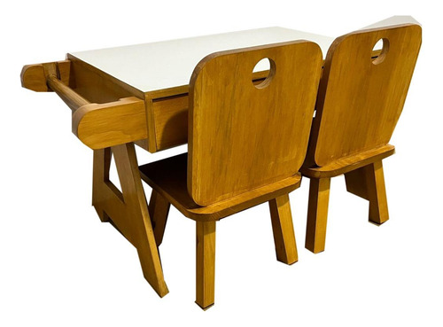 Escritorio Infantil Con Gavetas Y 2 Sillas De Madera