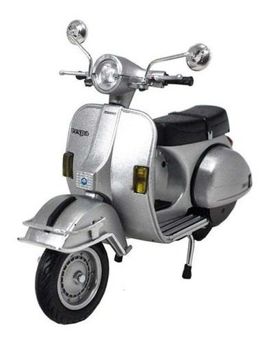 Moto Piaggio Vespa P200 1978 Escala 1:12 New Ray Colección Color Plateado