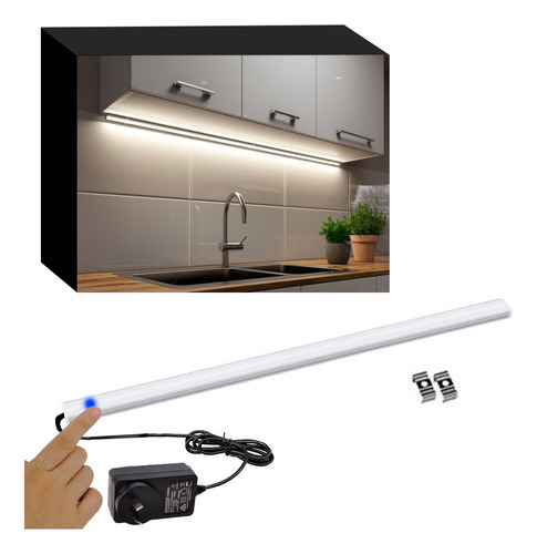 Kit Luz Bajo Alacena Led 50cm + Dimmer Táctil Completo 