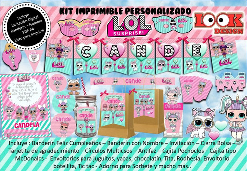 Kit Imprimible Candybar Lol Surprise Muñecas Personalizado