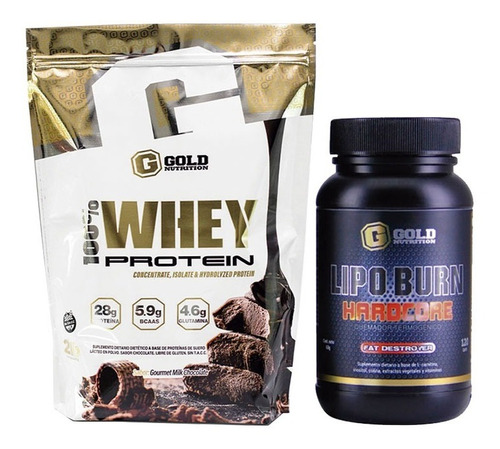 Gold Nutrition Whey Protein 100% 2 Lb + Lipo Burn X 120 Caps