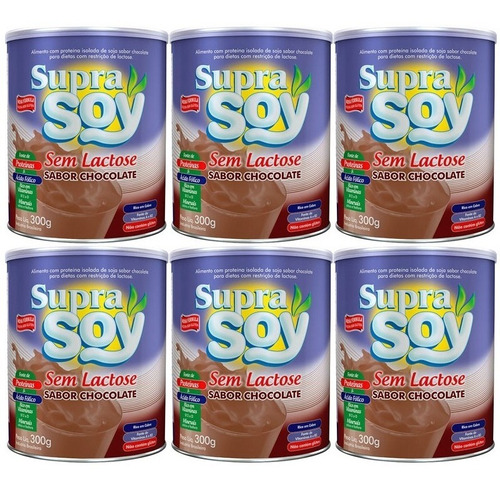 Kit 6x300g Supra Soy Chocolate Sem Lactose Lata